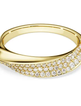 Anello a fascia Classica, Taglio Round, Bianco, Argento Sterling, finitura oro 18k 55 - Swarovski - FashionsVida