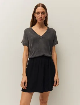 Jersey de mujer en cuello pico y con efecto corrosivo - System Action - FashionsVida