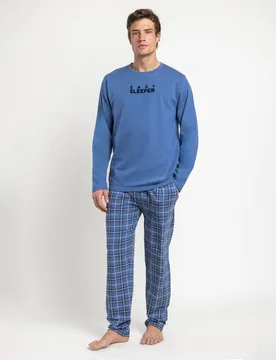 Pijama completo largo de hombre de punto de algodón - Admas - FashionsVida