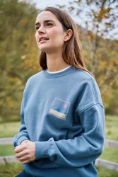 Printed Womens Sweatshirt - Blue - Blue - Size: 14