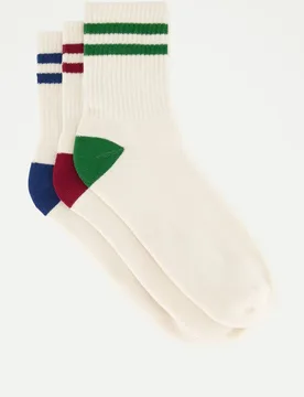 Pack 3 calcetines cortos contrastes talón fondo claro hombre - Dustin - FashionsVida