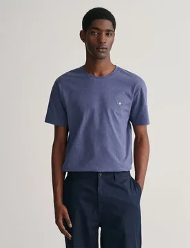 Maglietta A Maniche Corte 200318 Regular Fit Dark Jeansblue Melange M - Gant - FashionsVida