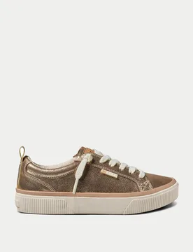Lay Day Dawn Leather Metallic Trainers Light Gold female - Reef - FashionsVida