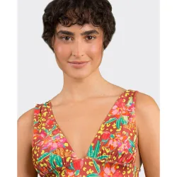 Top de bikini cuello halter estampado con relleno