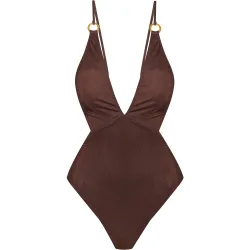 Trikini de mujer escotado y estampado con lurex