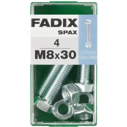 Tornillo Cabeza Hexagonal + Tuerca M8 x 30 mm - Caja 4 Uds
