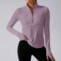 Sudadera deportiva casual de unicolor con cremallera, de manga larga, suéteres de otoño para mujer L