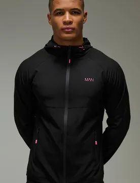Herren Herren Aktiv Neon-Logo Windjacke Black Größe XL - boohooMAN - FashionsVida