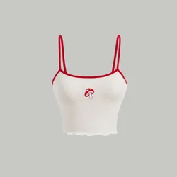 Parte Superior De Cami De Rompimiento De Primavera Con Bordado De Hongos Y Detalles De Contraste M