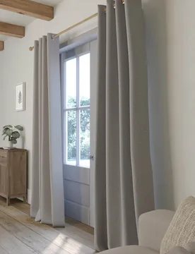 Brushed Eyelet Ultra Thermal Blackout Curtains Light Grey - M&S - FashionsVida