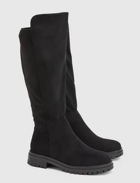 Women's Wide Fit Bank Faux Leather Stretch Knee High Boots in Black Size: 5 - Black - Size: 5 - Dorothy perkins - FashionsVida