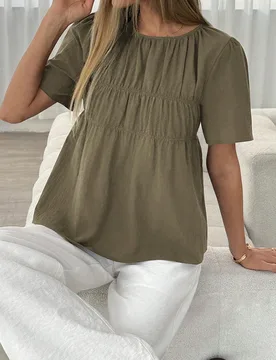 Blusa de manga corta minimalista de unicolor para mujer, casual, top de verano XL - Shein - FashionsVida
