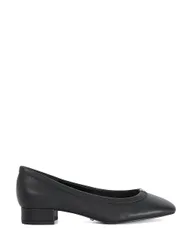 Leather Block Heel Court Shoes Black female