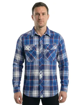 Camicia A Maniche Lunghe Check Navy L - Brandit - FashionsVida