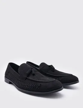 Herren Kunstwildleder-Flechtwerk Loafer Black Größe 44 - boohooMAN - FashionsVida