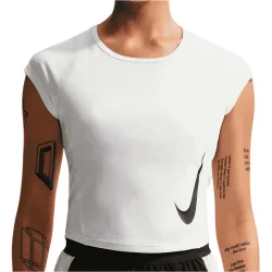 Dri-fit tempo swoosh camiseta entrenamiento manga corta mujer Blanco (S)