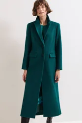 Women's Lydia Long Wool Coat in Turquoise Size: 8 - Turquoise - Size: 8