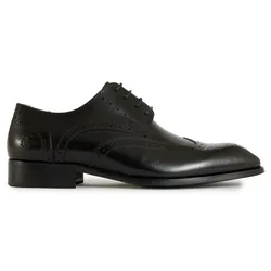 Mens Safi Brogue Shoes - Black Leather - Size Uk 7