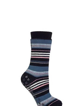 Women's 1 Pair SOCKSHOP Heat Holders FootNurse Raynaud's 3.1 TOG Striped Thermal Slipper Socks Stripe Navy 4-8 - Blue - Size: Small - IOMI - FashionsVida