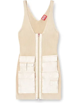 Vestido corto de punto acanalado con bolsillos cargo - Diesel - FashionsVida