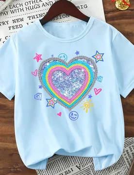 Camiseta casual con estampado gráfico colorido, uso diario cómodo para niñas preadolescentes, adecuado para primavera, verano y otoño - Shein - FashionsVida