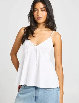 Womens Lace Bust Detail Floaty Cami - White - Size 10 Uk - Boohoo - FashionsVida