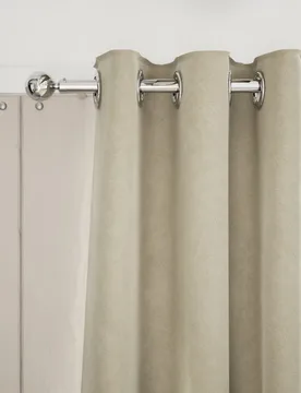 M&S Velvet Eyelet Curtains Neutral - M&S - FashionsVida