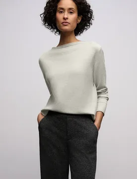 Pullover mit gerolltem Saum female Grau - Street One - FashionsVida