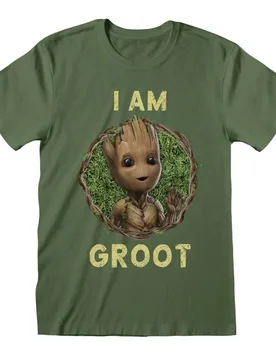 Marvel T-Shirt - I Am Groot - Seventies Style - S bis XXL - für Männer - Größe XL - oliv - Lizenzierter Fanartikel - Männer - male - Guardians Of The Galaxy - FashionsVida
