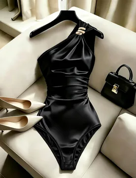 Conjunto de verano para mujer, conjunto de otoño, satén, body negro, body elegante, body casual, conjunto para salir, fiesta, conjunto para ir al tr - Shein - FashionsVida