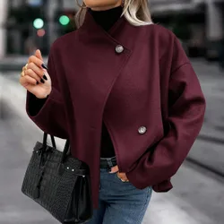 Abrigo de mujer con cuello alto de moda, otoño/invierno L
