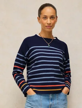 Striped Jumper Navy Mix female - White stuff - FashionsVida