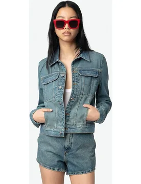Zadig & Voltaire - Cazadora de mujer Kioky vaquera con cierre de botones - Zadig & Voltaire - FashionsVida