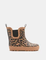 Kids' Leopard Print Wellies (3 Small - 12 Small) Brown Mix Female