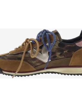 Zapatillas deportivas de mujer de nylon animal print con piezas metalizadas y de serraje y suela en sierra - Victoria - FashionsVida