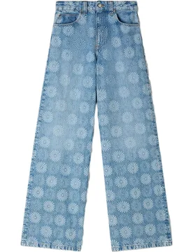 Vaquero ancho de mujer de tiro alto con estampado floral retro 100% algodón - sandro - FashionsVida