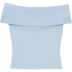 Top de mujer Bardot de punto acanalado fino