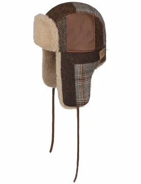 Patchwork Bomber Trapper Hat by - brown - Female - Size: L (58-59 cm) - Stetson - FashionsVida
