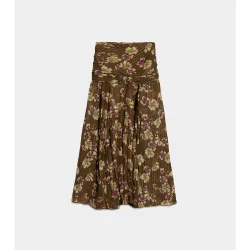 Falda midi estampada con volantes