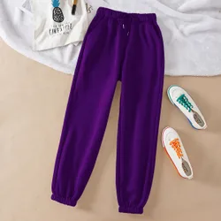 Pantalones deportivos unicolor de cintura con cordón con forro térmico XS