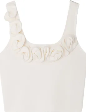 Top de punto de mujer corto asimétrico floral - sandro - FashionsVida