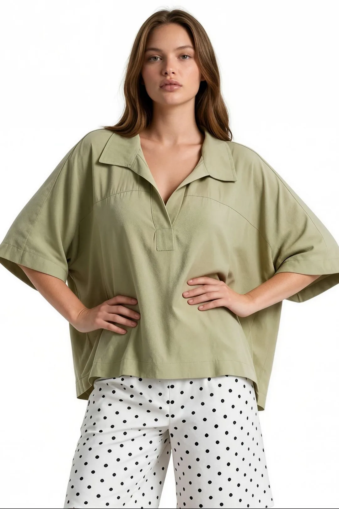 Womens Modal Blend Blouse - Sage Green - Size Medium - Busem - FashionsVida