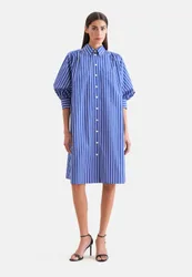 Hemdblusenkleid mit 3/4 Arm Blau 46