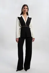 Women's Compact Stretch Tailored Straight Leg Trouser in Black Size: 10 - Black - Size: 10