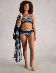 Printed Reversible Triangle Bikini Top Navy Mix female