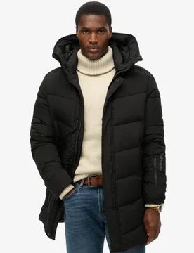 Superdry Herren Wattierter City Chevron Parka Schwarz - Größe: M - 199.99 - FashionsVida