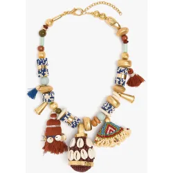 Collar corto con maxi abalorios y cuentas decorativas