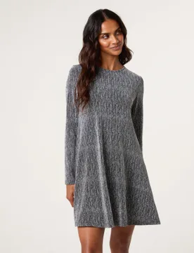 Metallic Diamante Swing Dress - XL / SILVER - female - Blue Vanilla - FashionsVida
