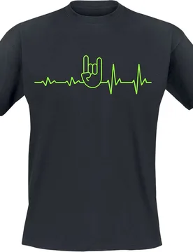 T-Shirt - EKG Heavy Metal - S bis 4XL - für Männer - Größe M - schwarz - Männer - male - Sprüche - FashionsVida