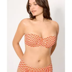 Tops de bikini bandeau micropiqué estampado en copas c y d